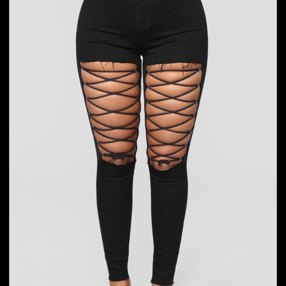 Black straps pants